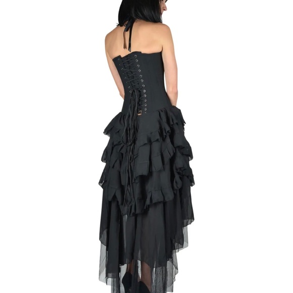 BURLESKA GOTHIC BEVERLY VAMPIRE WEDDING PROM VICTORIAN BLK  CORSET Size 32 - Picture 3 of 12